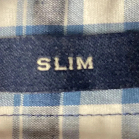 J CREW FACTORY SLIM FIT MENS SIZE MEDIUM  REIMAGINED BLUE GRAY PLAID SHIRT - Picture 7 of 13